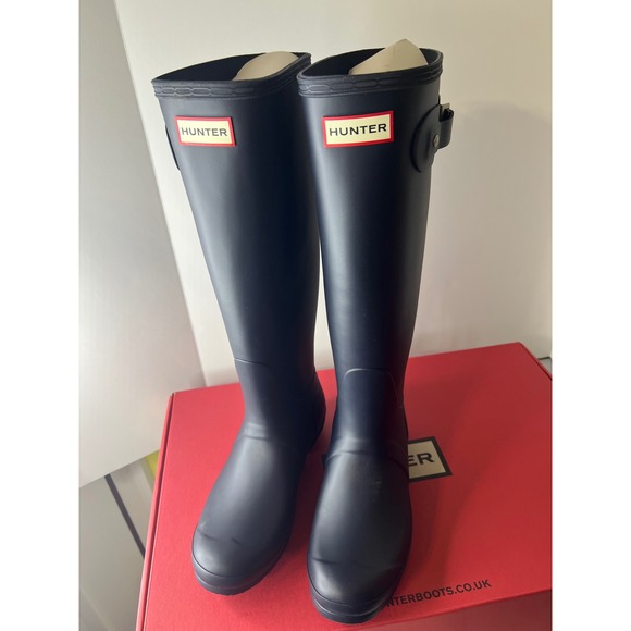 Hunter Original Tall Matte Rubber Waterproof Rain Boots Navy Blue Women's Size 8 - Picture 8 of 11